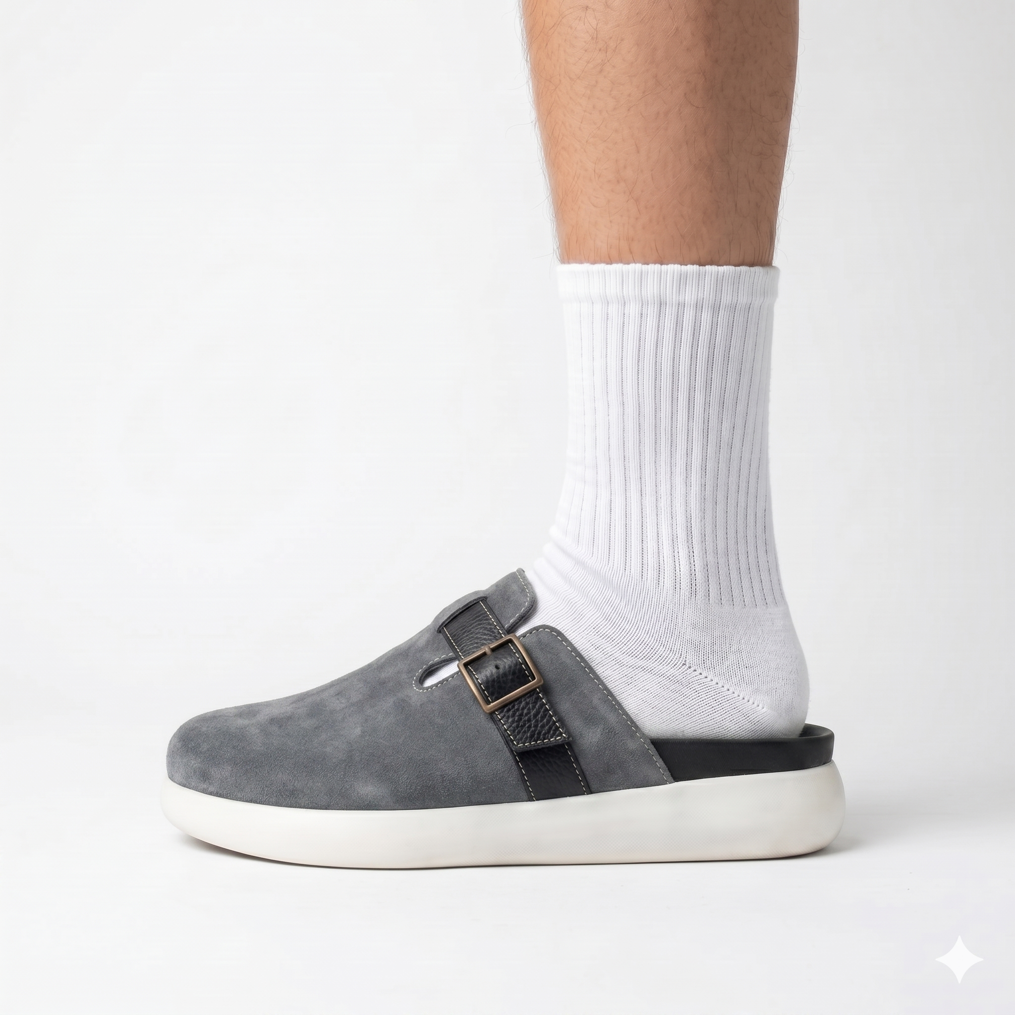The Nomad Suede Clog – Stone Grey