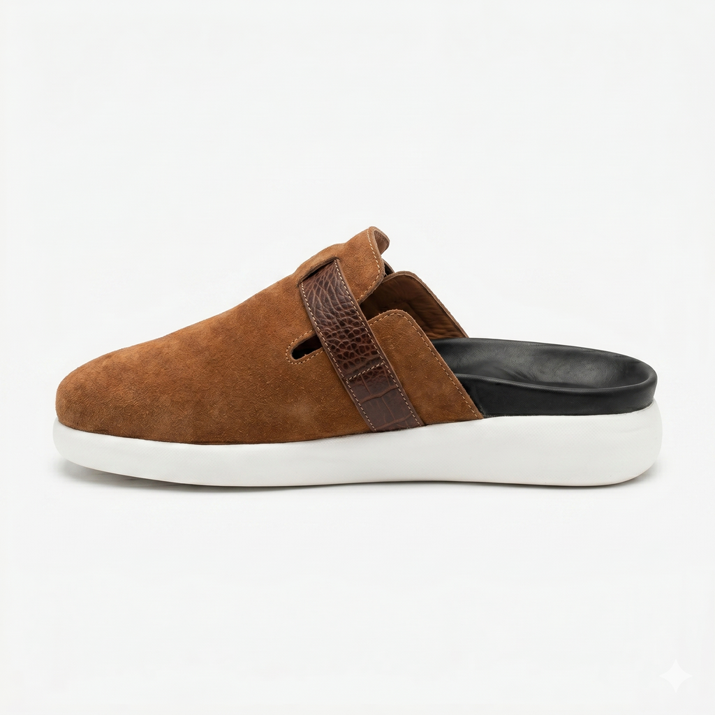 The Nomad Suede Clog – Caramel Tan