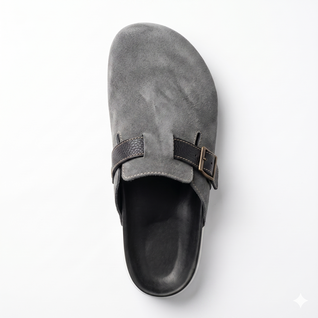 The Nomad Suede Clog – Stone Grey