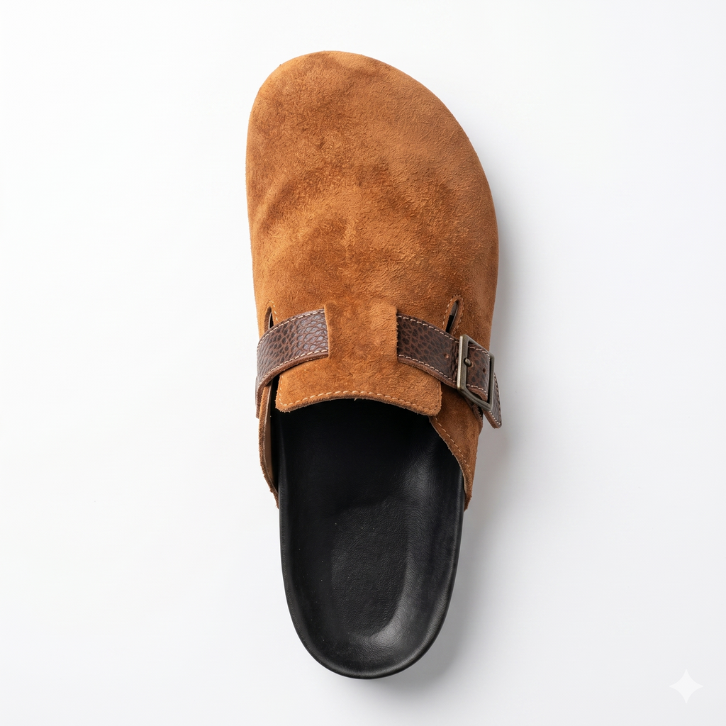 The Nomad Suede Clog – Caramel Tan