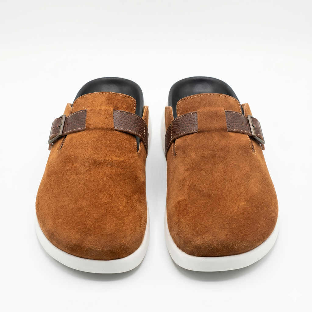 The Nomad Suede Clog – Caramel Tan