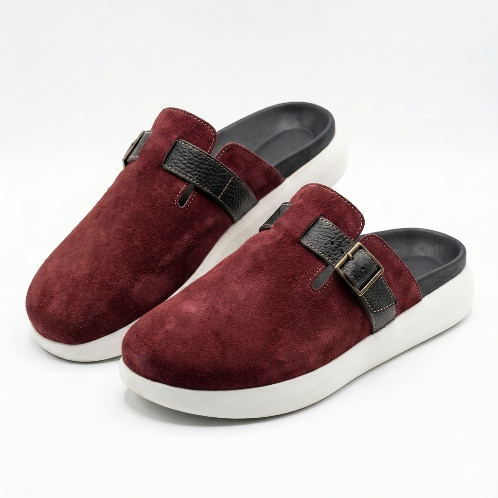 The Nomad Suede Clog – Cherry