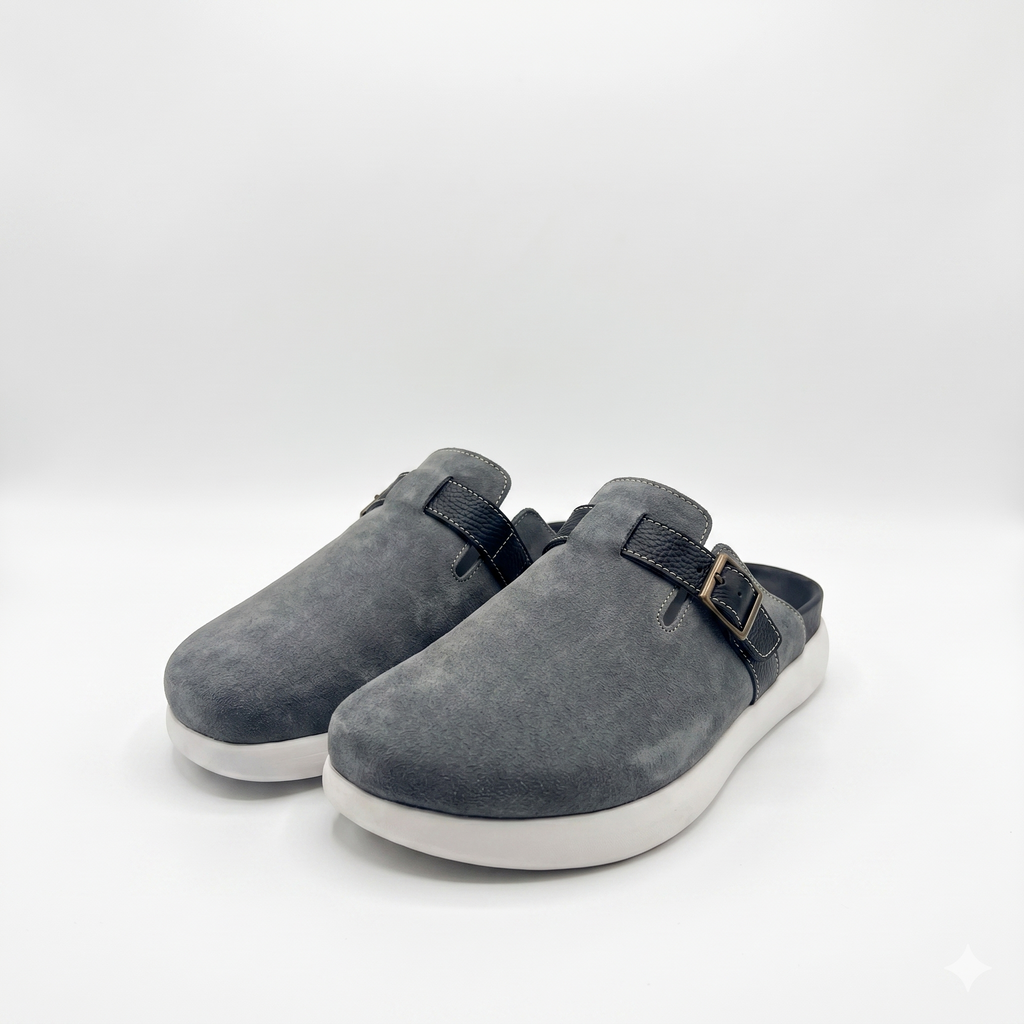 The Nomad Suede Clog – Stone Grey
