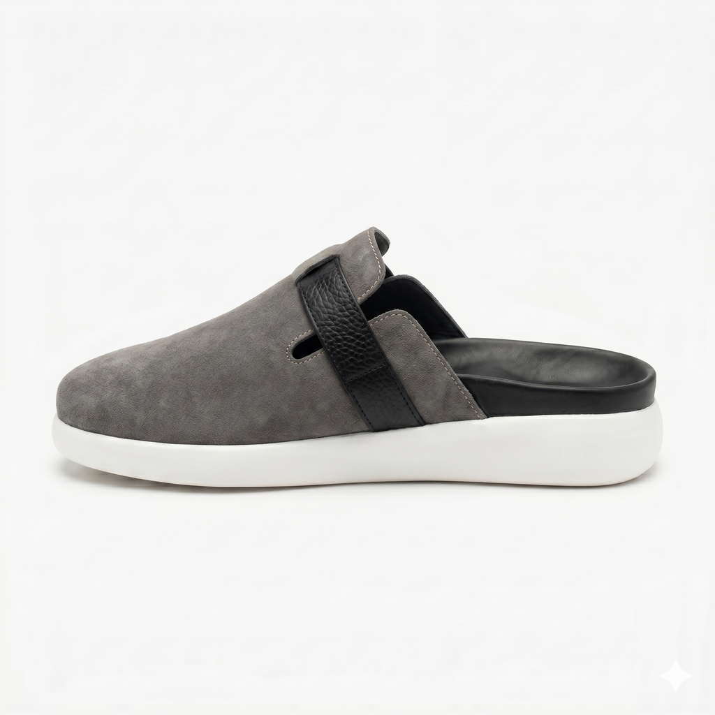 The Nomad Suede Clog – Stone Grey