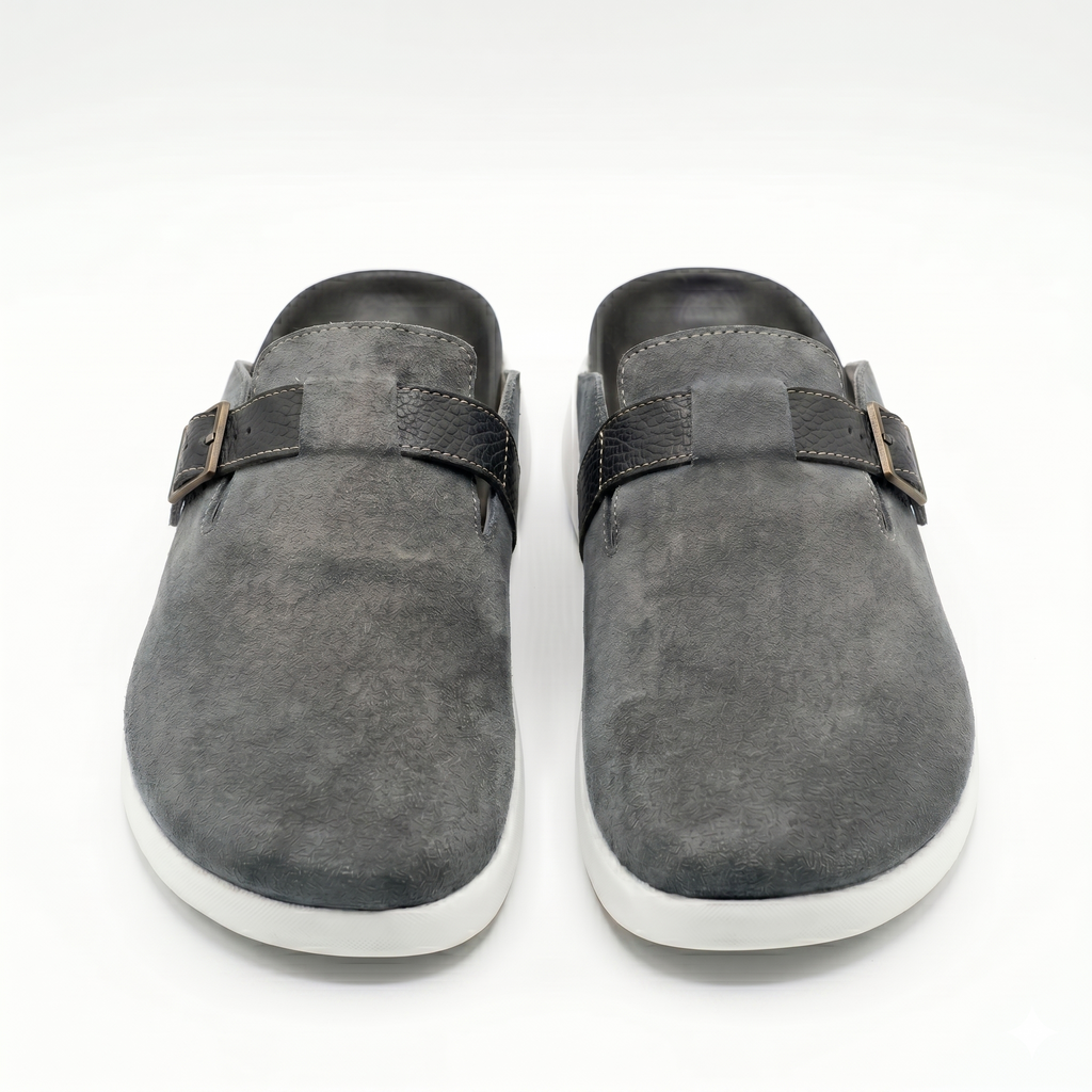The Nomad Suede Clog – Stone Grey