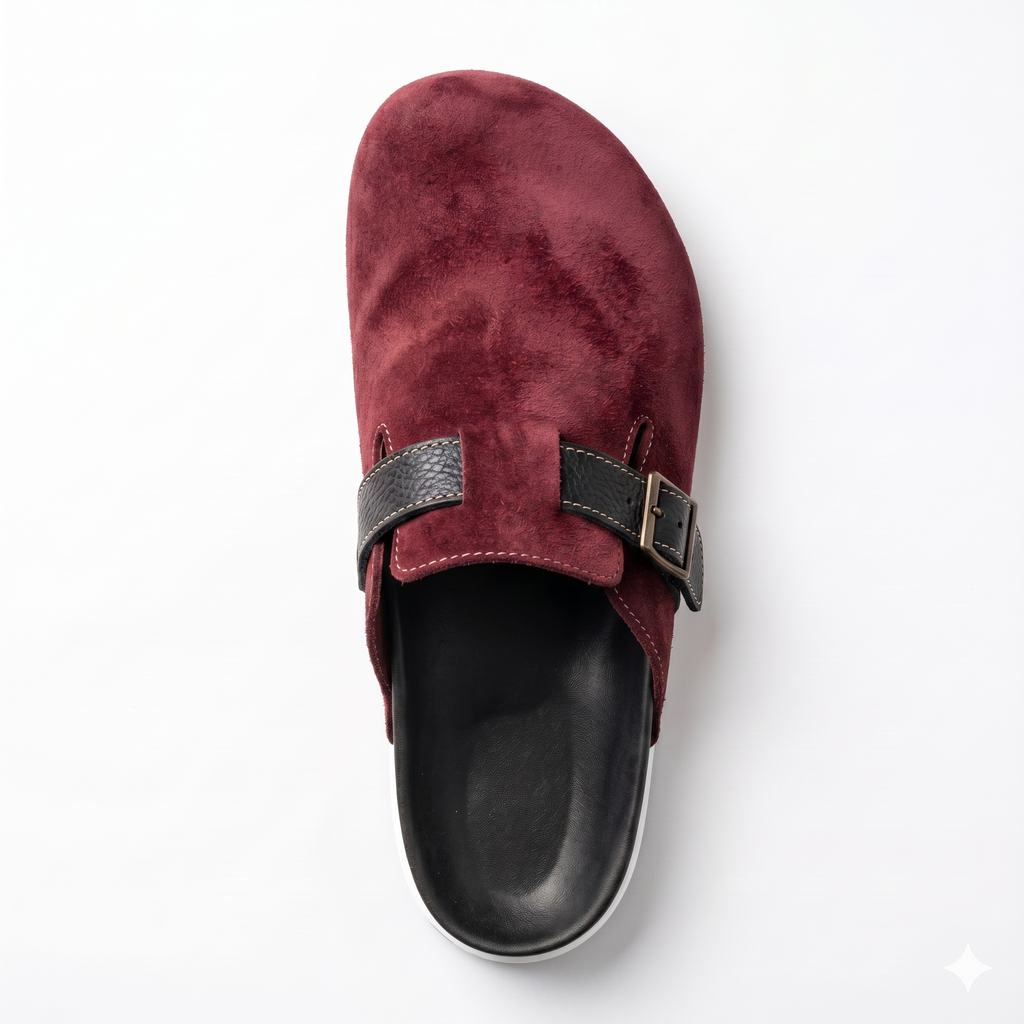 The Nomad Suede Clog – Cherry