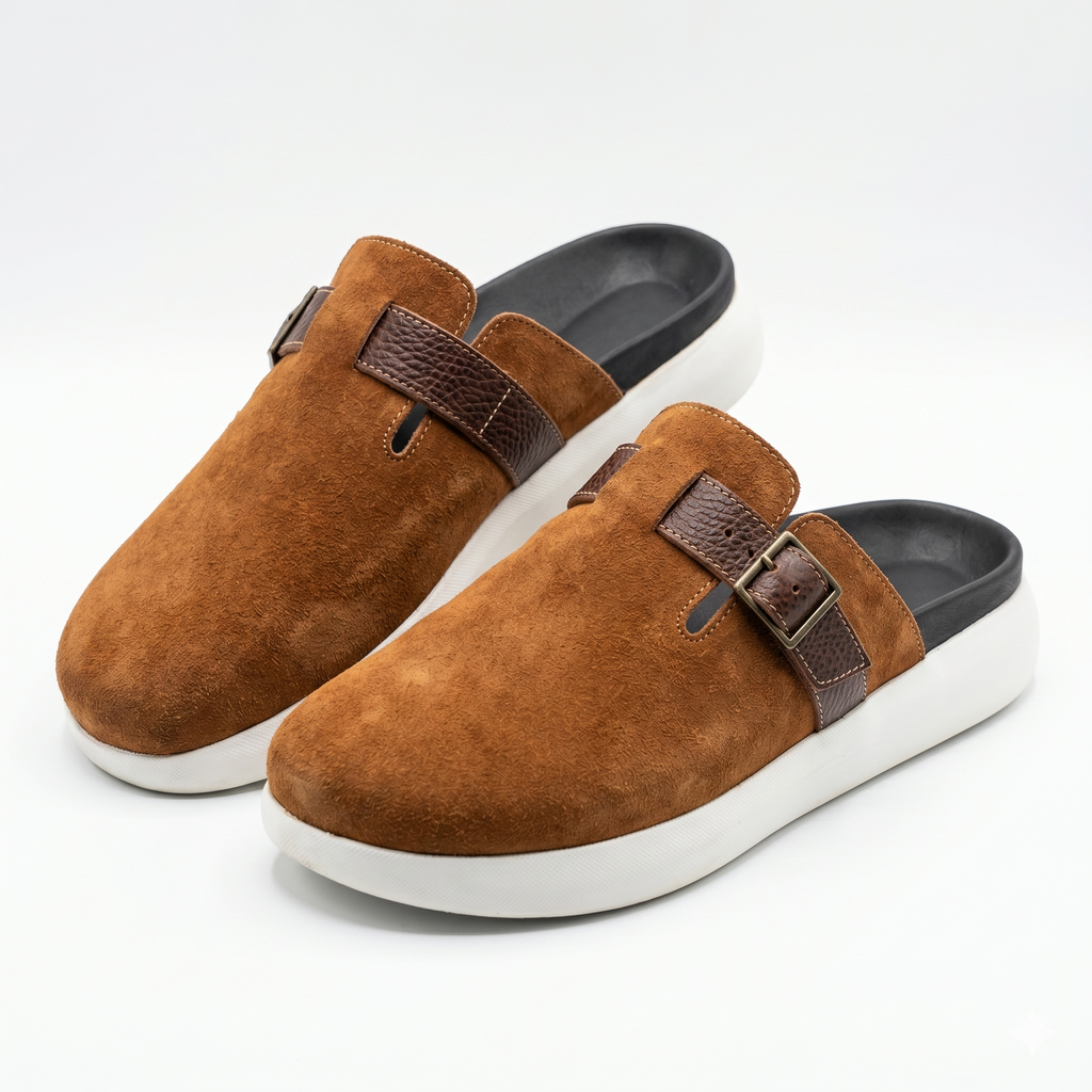 The Nomad Suede Clog – Caramel Tan