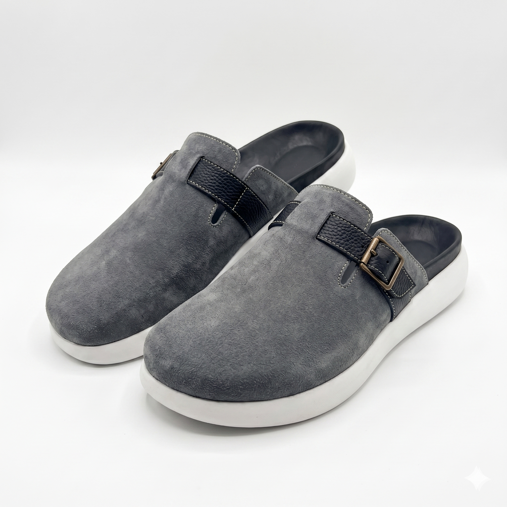 The Nomad Suede Clog – Stone Grey