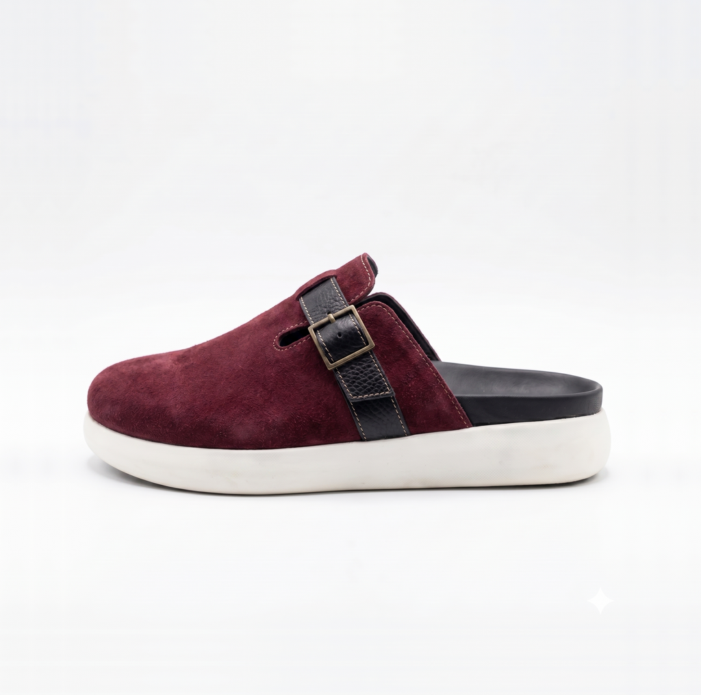 The Nomad Suede Clog – Cherry