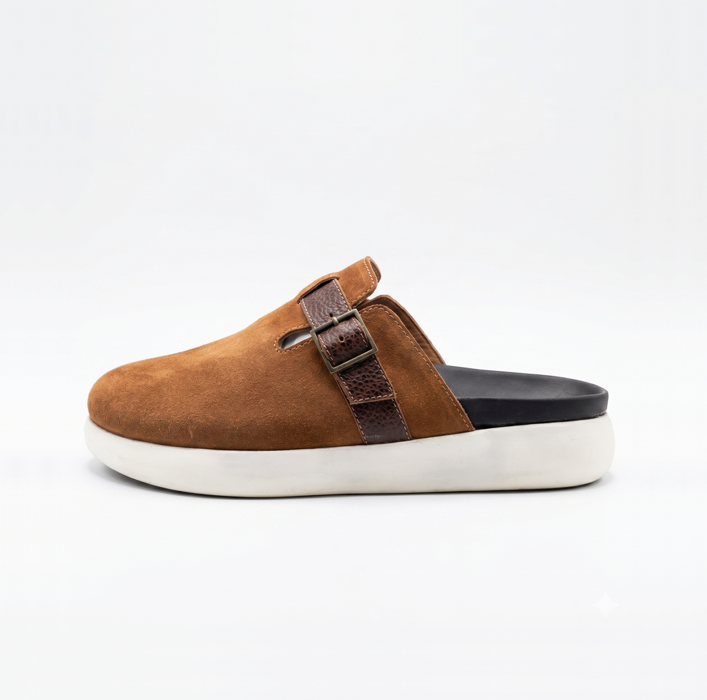 The Nomad Suede Clog – Caramel Tan