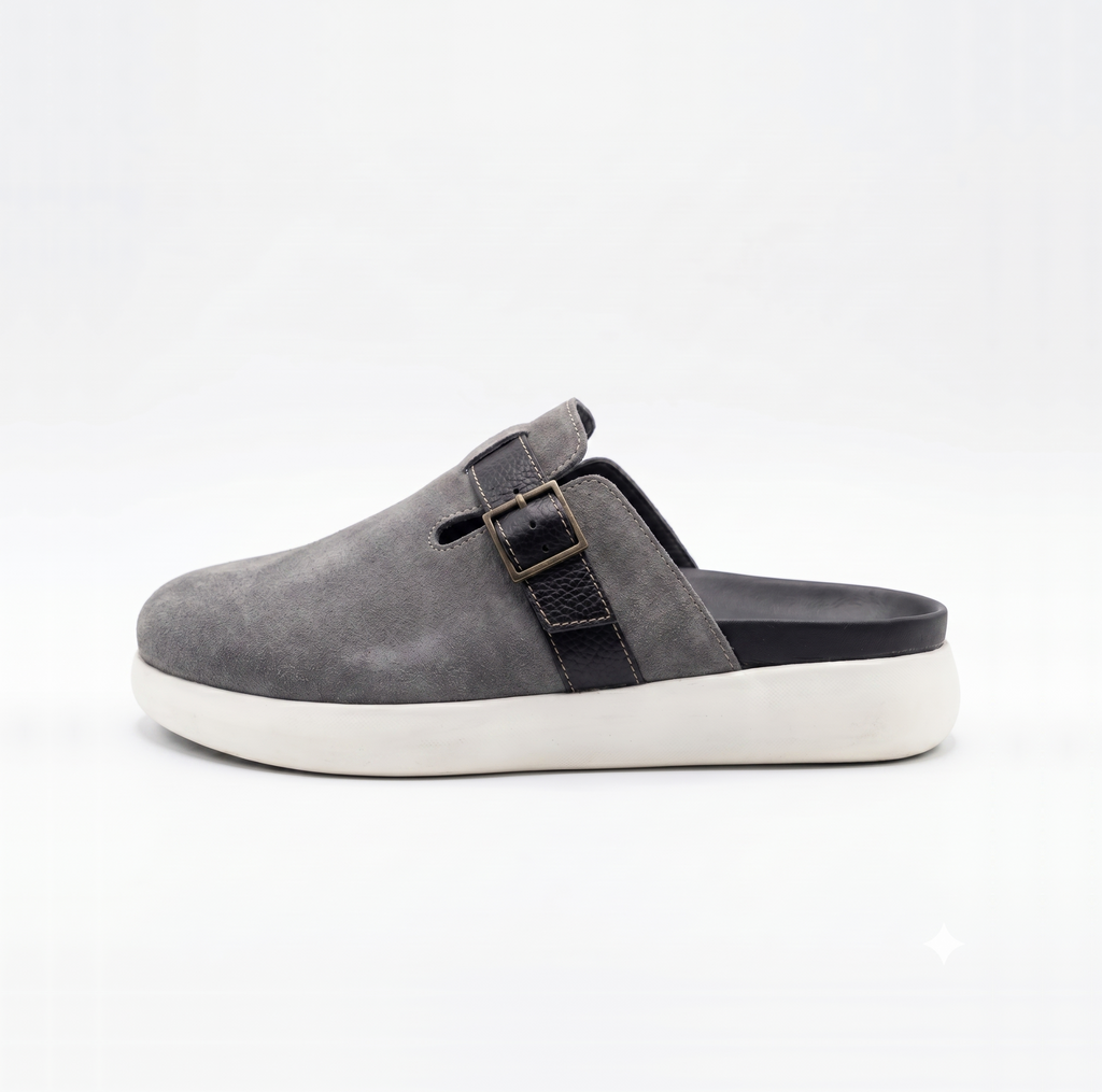 The Nomad Suede Clog – Stone Grey